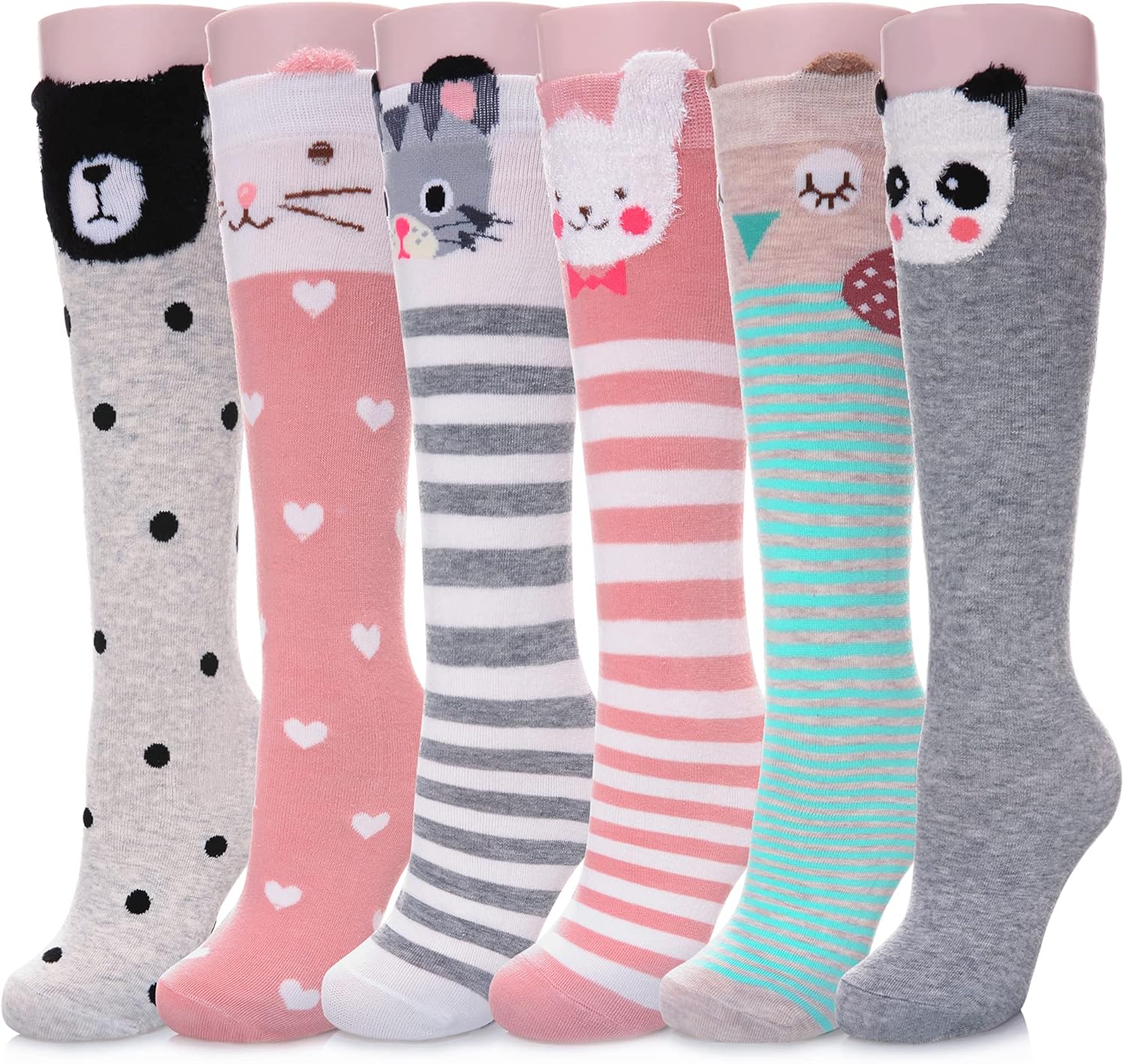 LINEMIN 3-12 Years Girls Knee High Socks Kids Cartoon Animal Warm Cotton Long Ta...