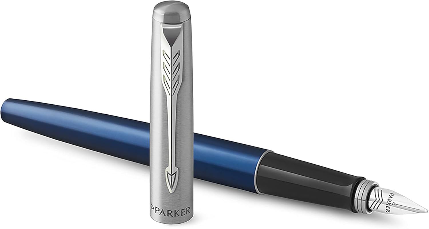 Parker Jotter Fountain Pen | Royal Blue | Medium Nib with Blue Ink | Gift Box