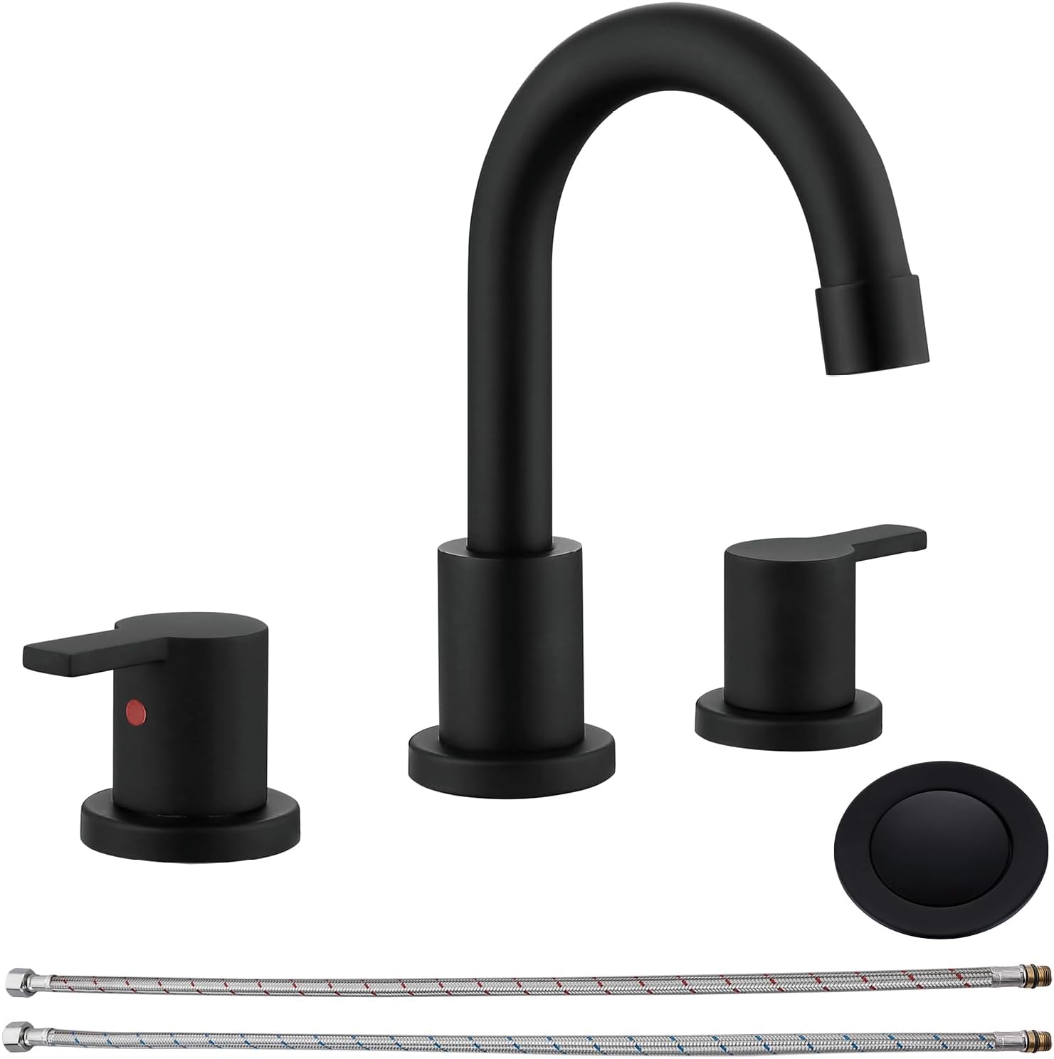 RKF Bathroom Faucets for Sink 3 Hole Matt Black 8 inch Widespread Bathroom Sink...