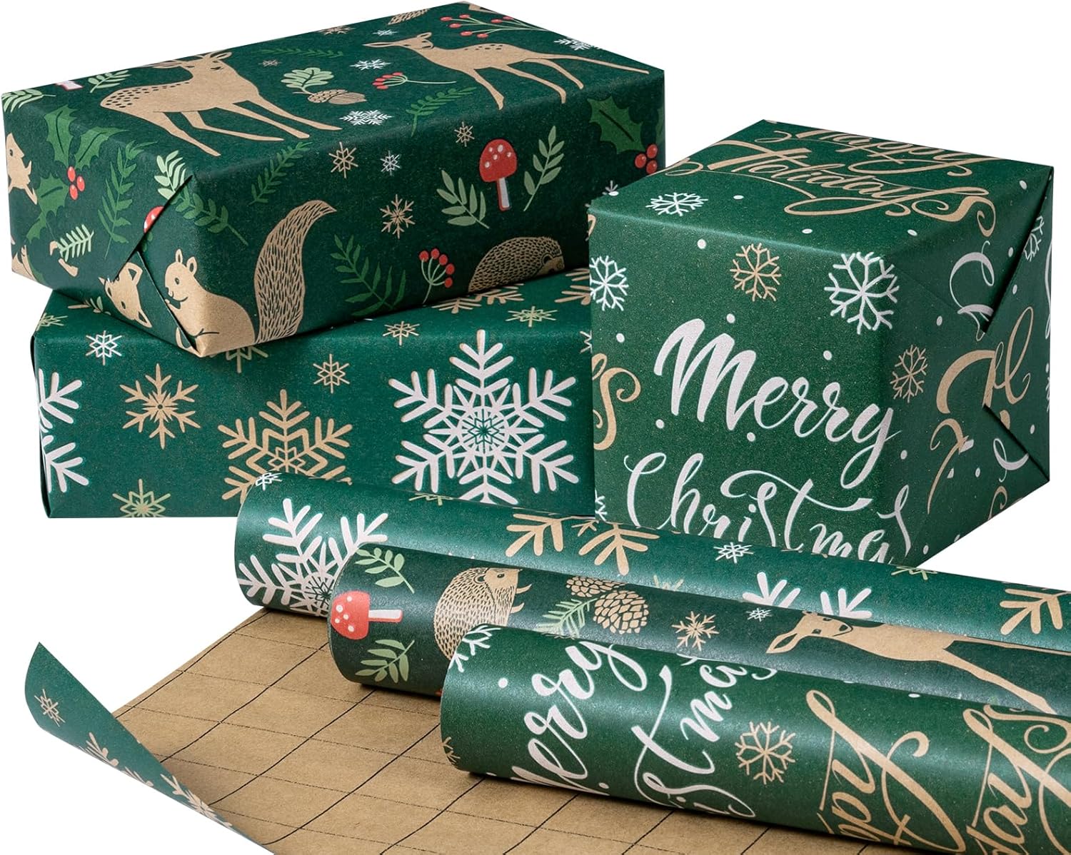 RUSPEPA Christmas Animals Wrapping Paper Rolls - 17 inches x 10 feet per Roll, T...