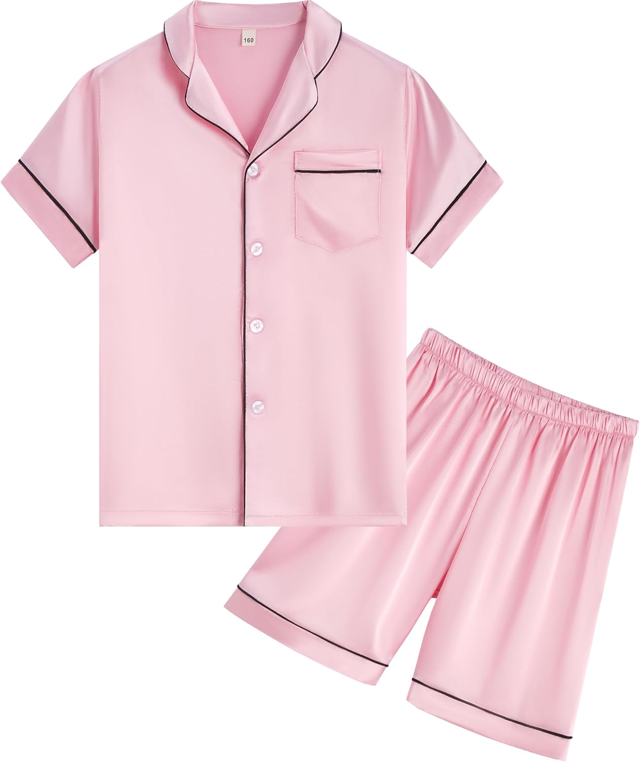 Girls Boys Kids Silk Satin Pajamas Set Button-Down Clothes Long Sleeve Loungewea...