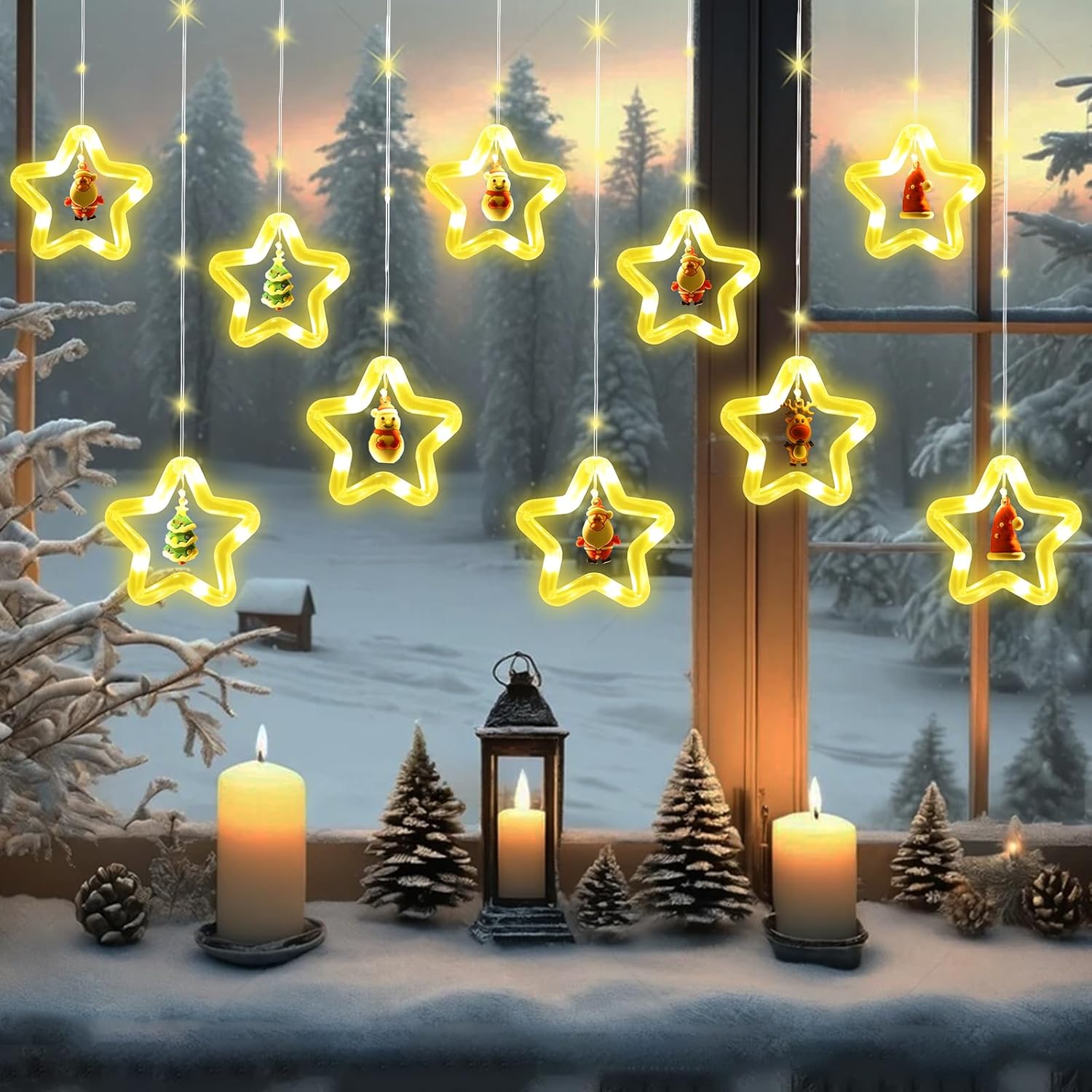 Christmas Star Window Lights, Waterproof Xmas Window Christmas Lights 8 Modes, 1...