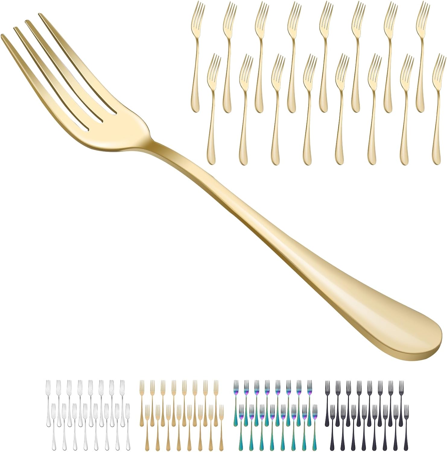 16 Piece Gold Dinner Forks, 8 Inch Stainless Steel Forks, Gold Forks Silverware...