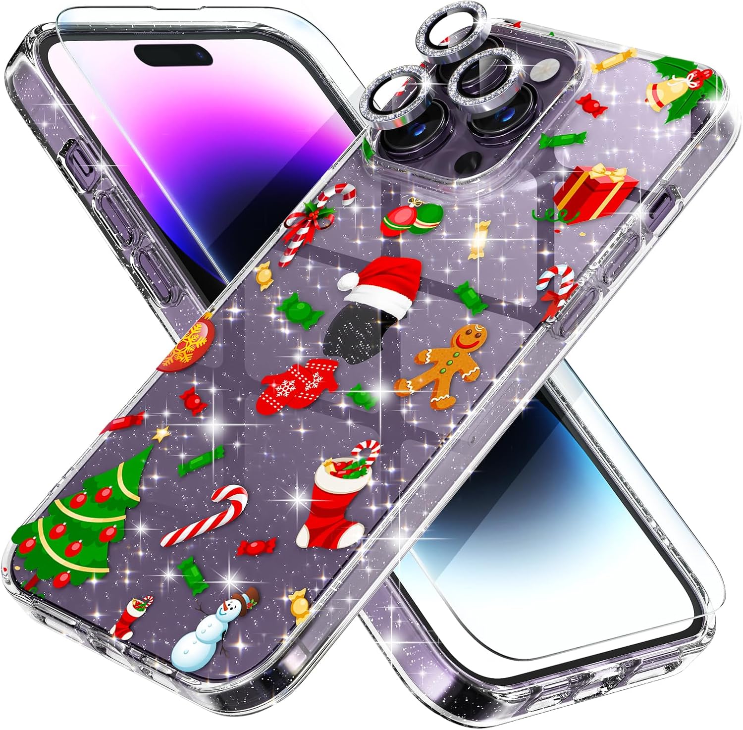 Choiche for Christmas iPhone 14 Pro Max Case Cute, Women Clear Glitter Bling Spa...