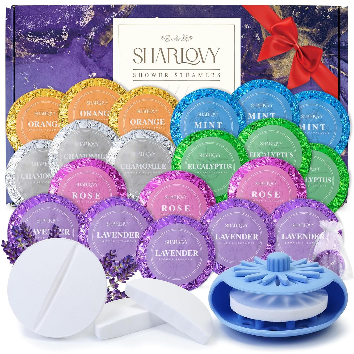 Shower Steamers Aromatherapy Set 20 Pcs with Shower Steamer Holder, Organic Show...