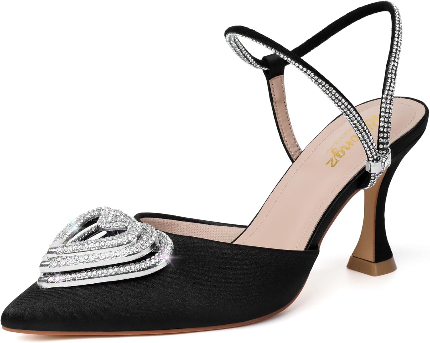 RIBONGZ Women's Wedding Shoes Glitter Sparkly Pointed Toe Strappy High Heels Sex...