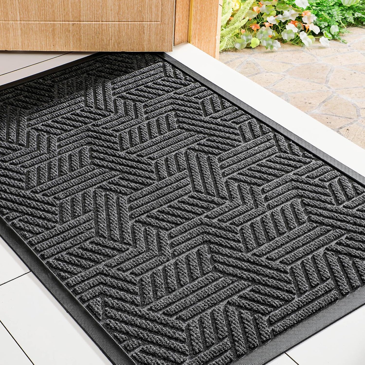 Mibao Door Mat Outside Entrance, Extra Durable Welcome mat, Waterproof All-Seaso...