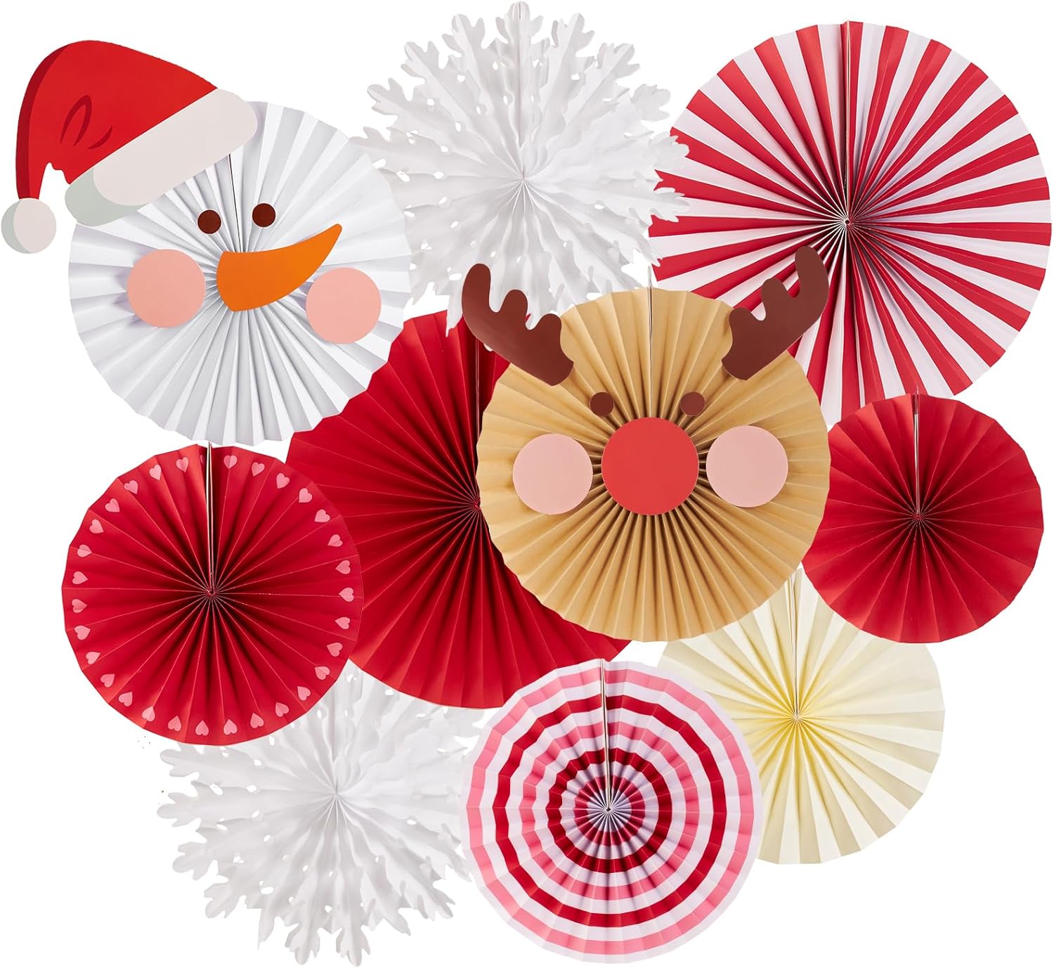 SUNBEAUTY 10PCS Reusable Christmas Paper Fans Decorations Classroom Decorations...