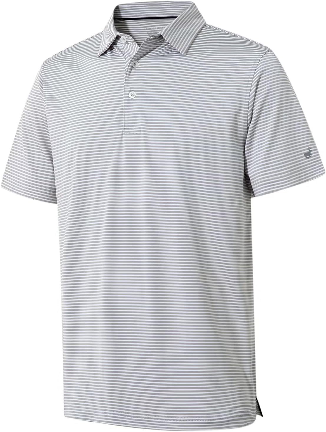 Mens Golf Shirt Moisture Wicking Dry Fit Performance Sport Short Sleeve Striped...