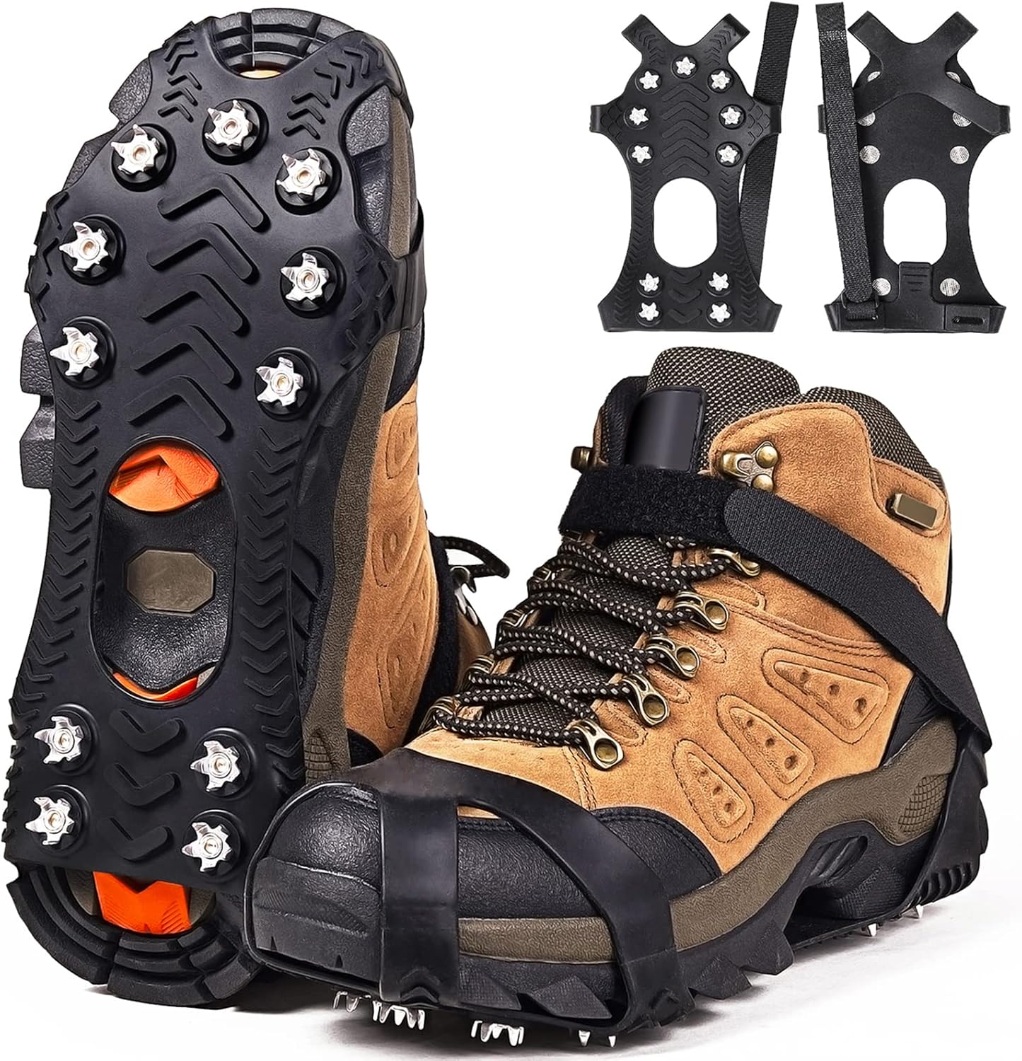 ZUXNZUX Crampons, Ice Cleats for Shoes and Boots, Silicone Stainless Steel Gripp...
