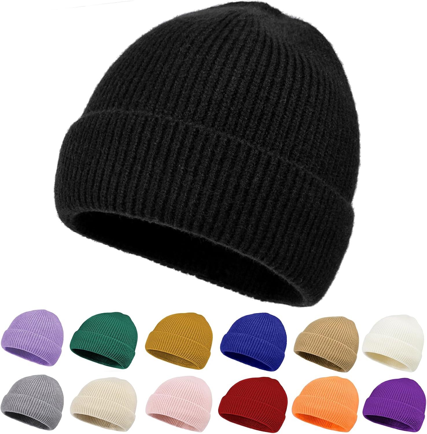 Rosoz 1 & 2 Packs Beanie for Men Women Warm Winter Hats Knit Acrylic Soft Cuffed...