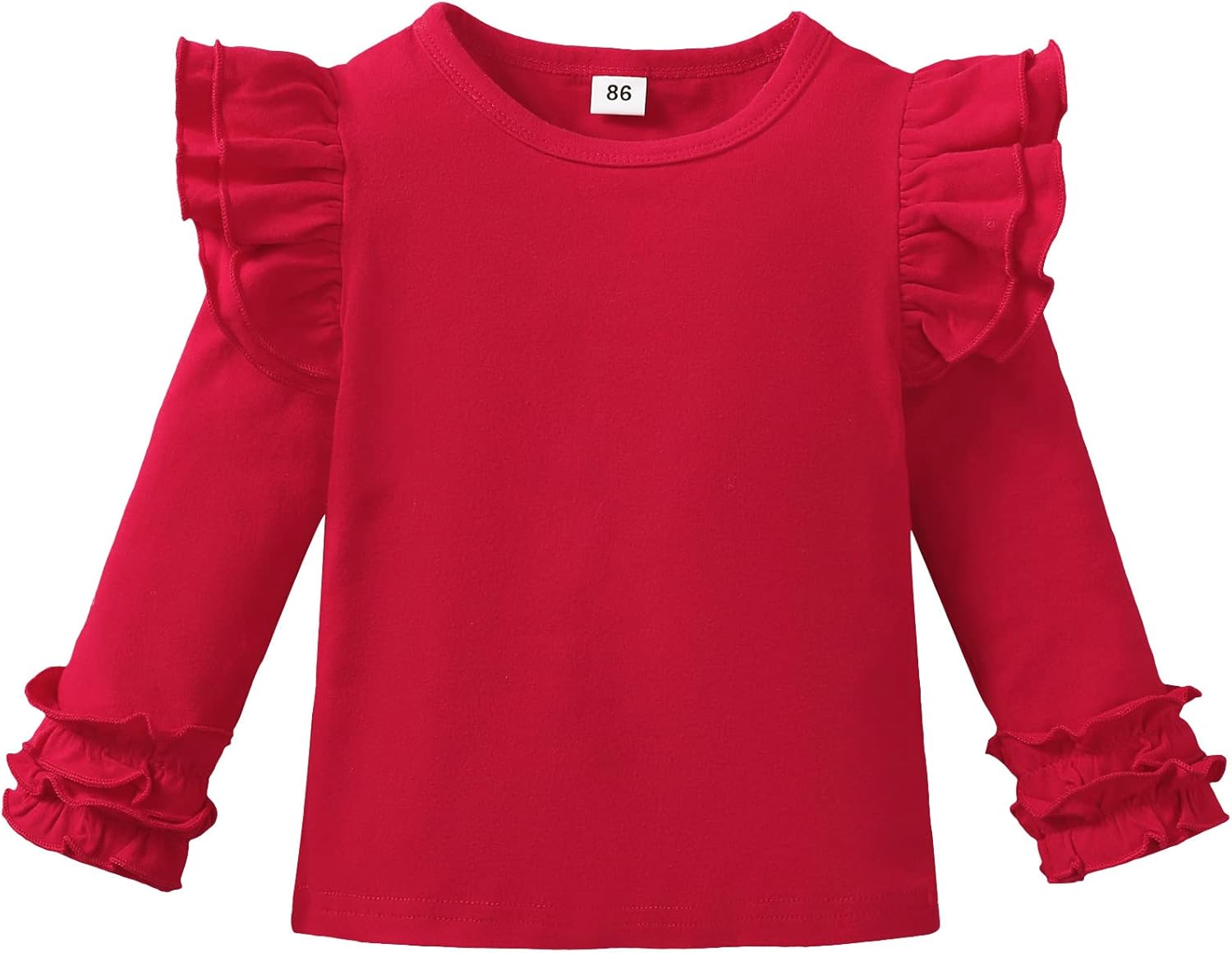 Toddler Baby Girl Solid Color T-Shirt Kids Blouse Plain Ruffle Sleeve Top Cotton...