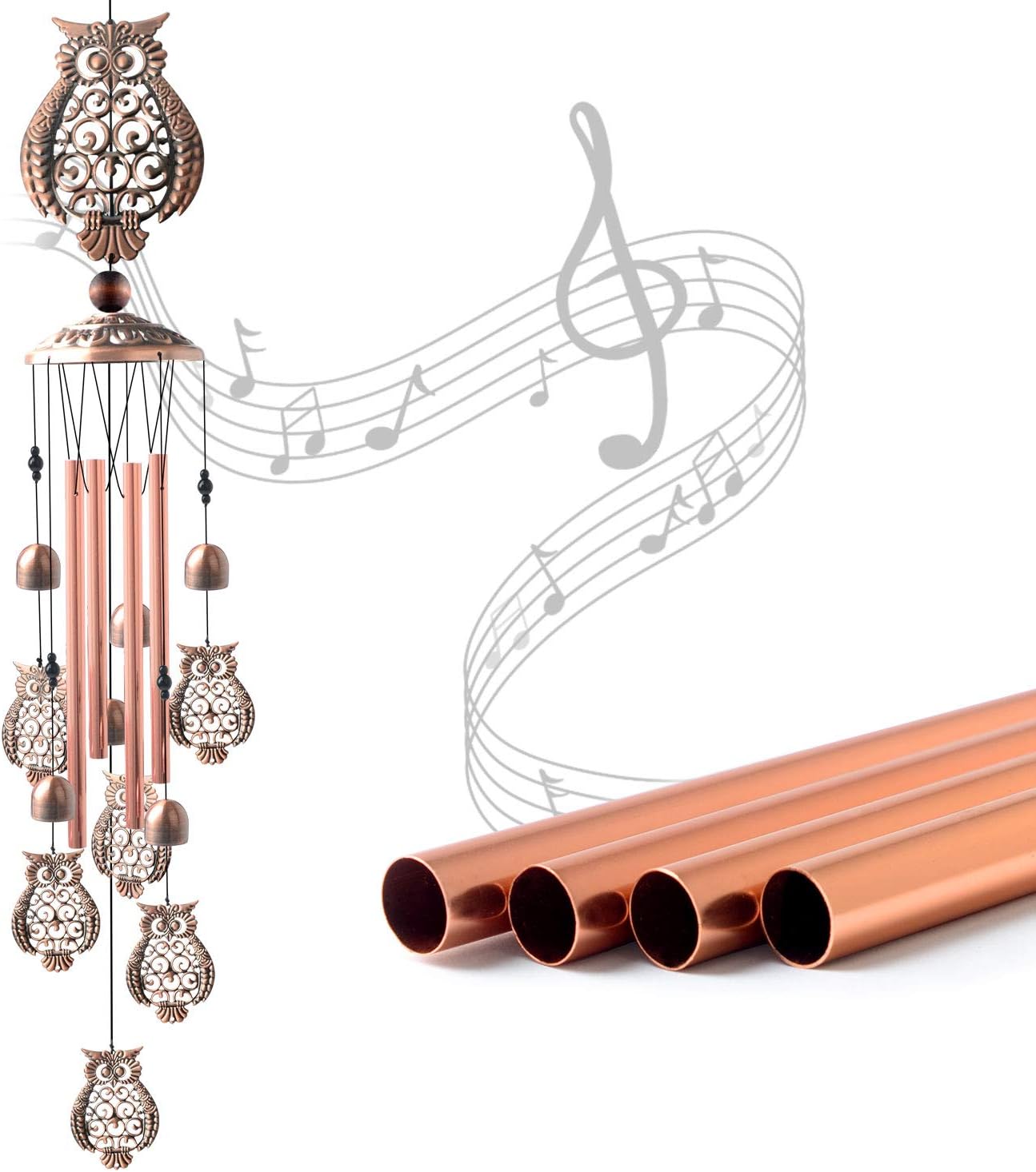 Copper Wind Chime, Wind Chimes Outdoor, Owls Gifts for Women, Garden Decor, Yard...
