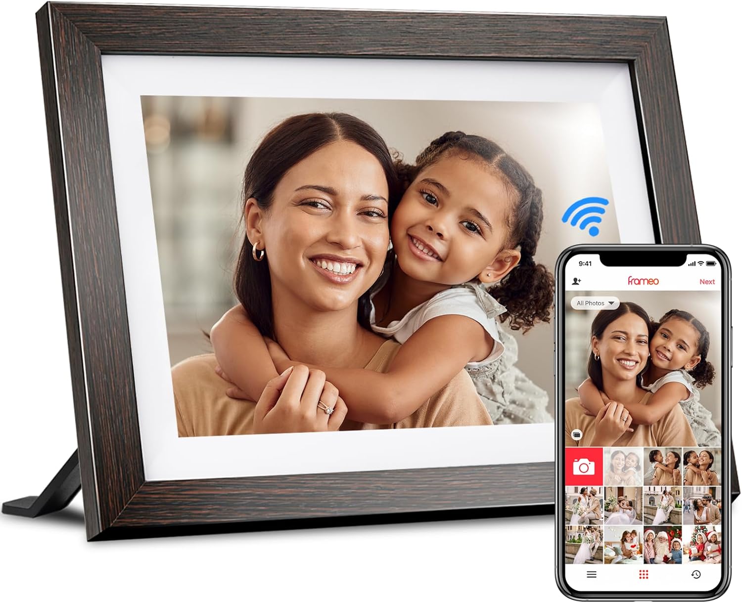 Frameo 10.1'' Digital Picture Frame, WiFi Digital Photo Frame, 1280x800 IPS Touc...