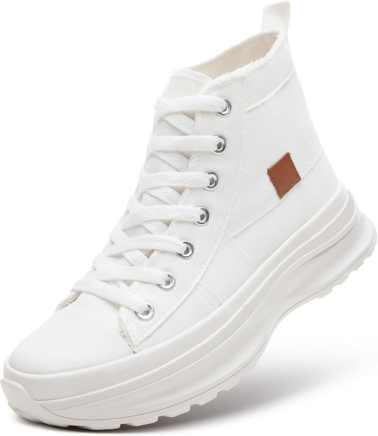 ZGR Womens Platform High Top Sneakers,White Canvas Sneakers for Women,Platform T...