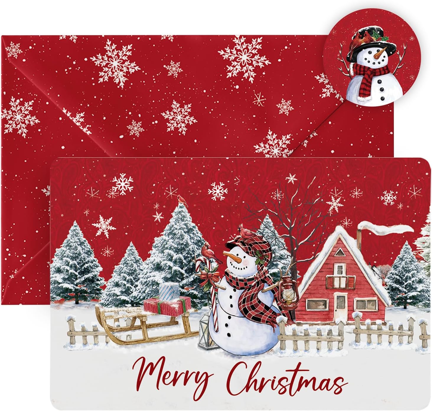 Artoid Mode 24 Pack Merry Christmas Thank You Cards House Snowman Xmas Tree Gree...