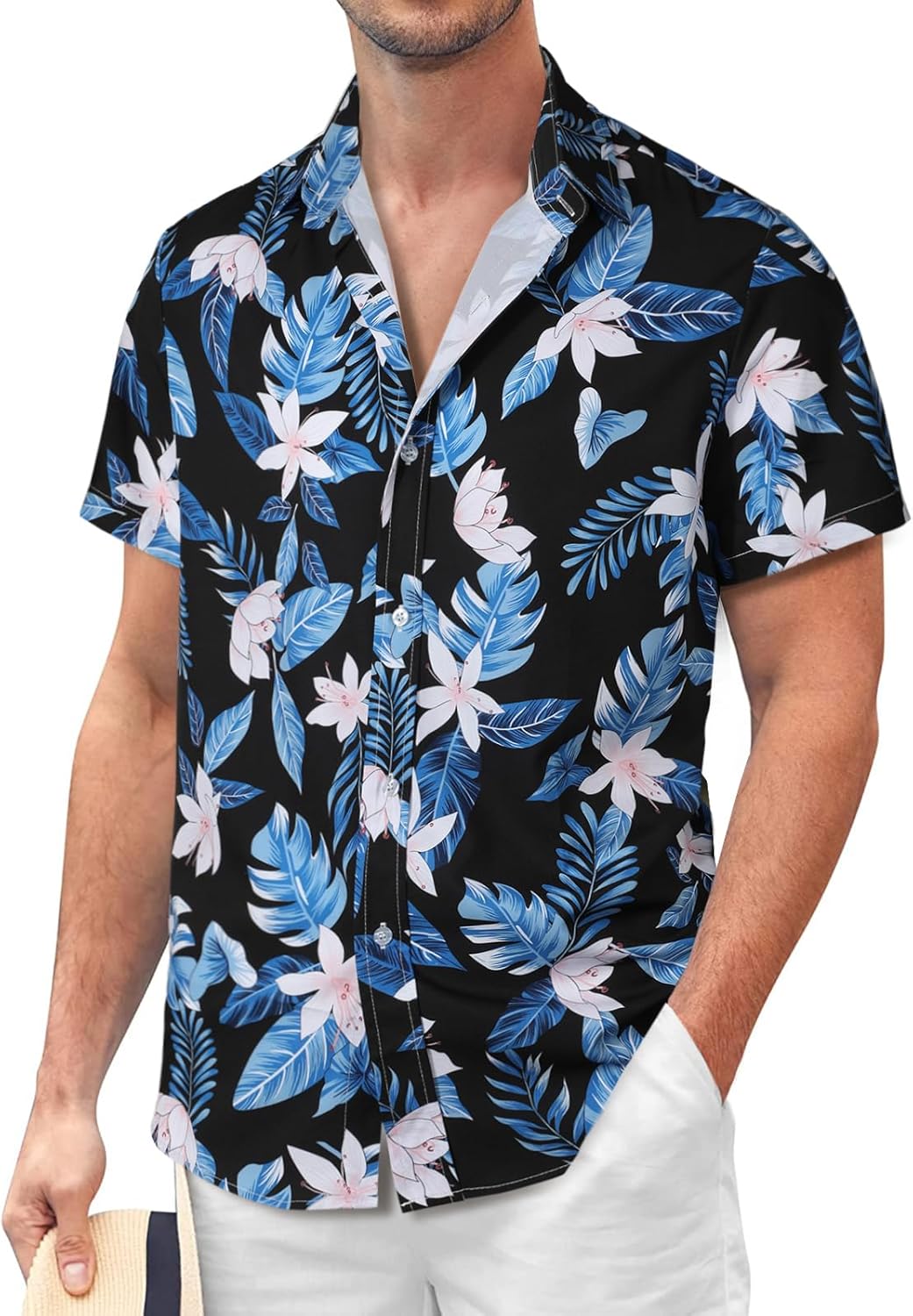 Sumolux Mens Hawaiian Floral Shirts Button Down Tropical Holiday Beach Shirts X-...