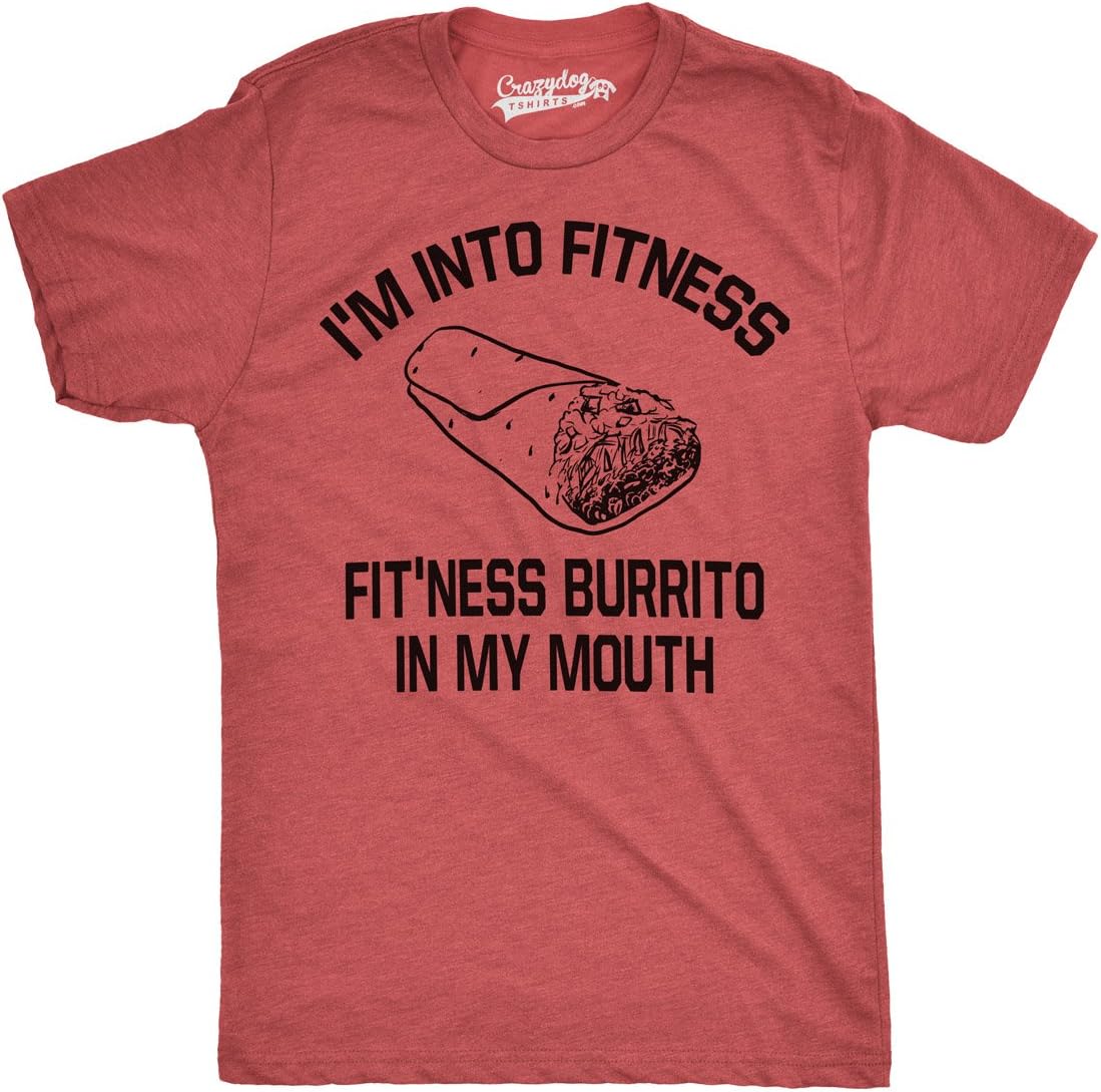 Mens Fitness Burrito Funny Gym T Shirt Sarcasm Hilarious Workout Novelty Tees X-...