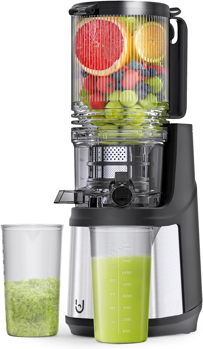 Masticating Juicer, 350W Slow Cold Press Juicer with 5.8" Extra-Large Feeding Ch...