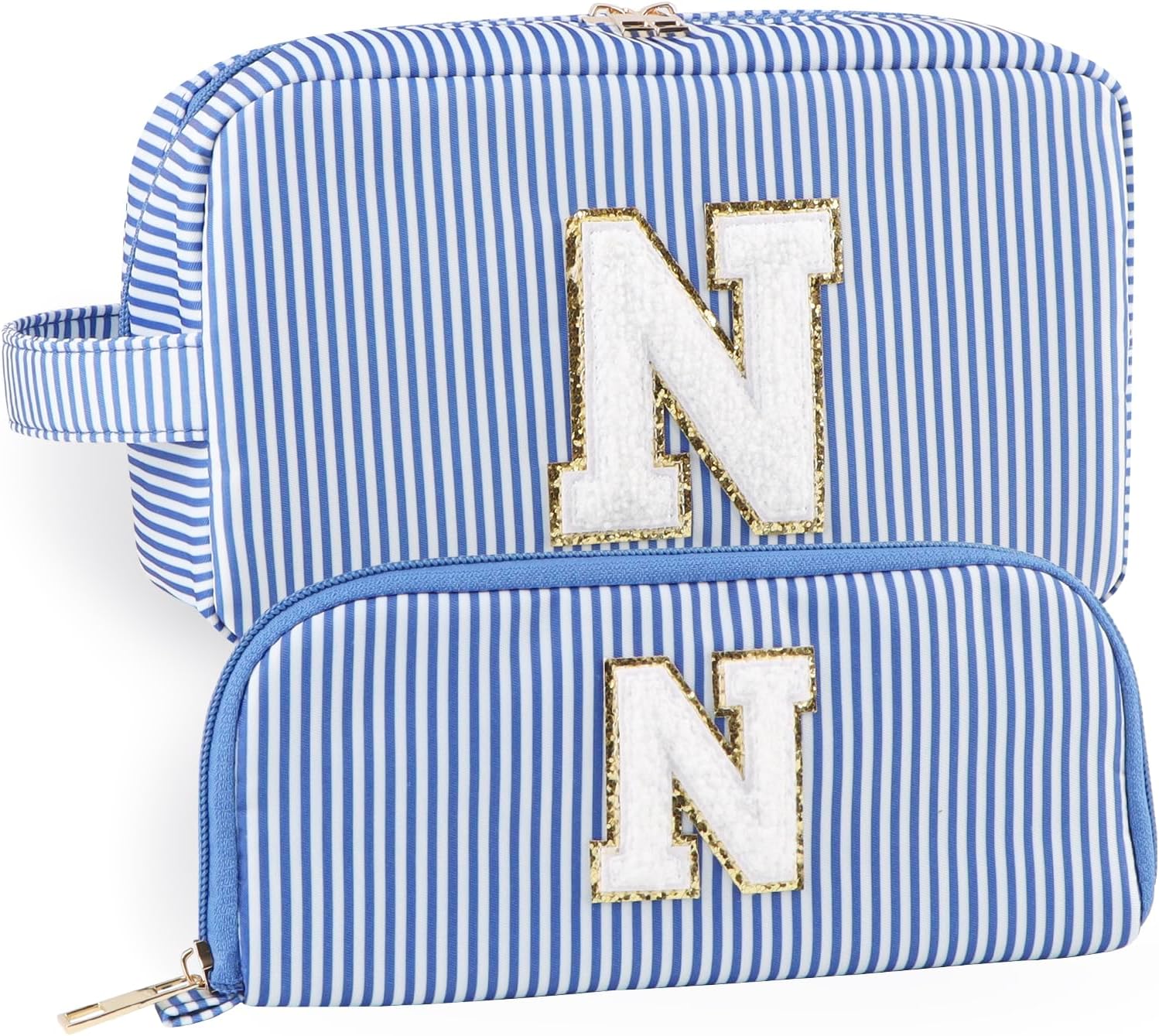 2pcs Makeup Bag Set Spring Break Essentials Monogram Initial Cosmetic and Brush...