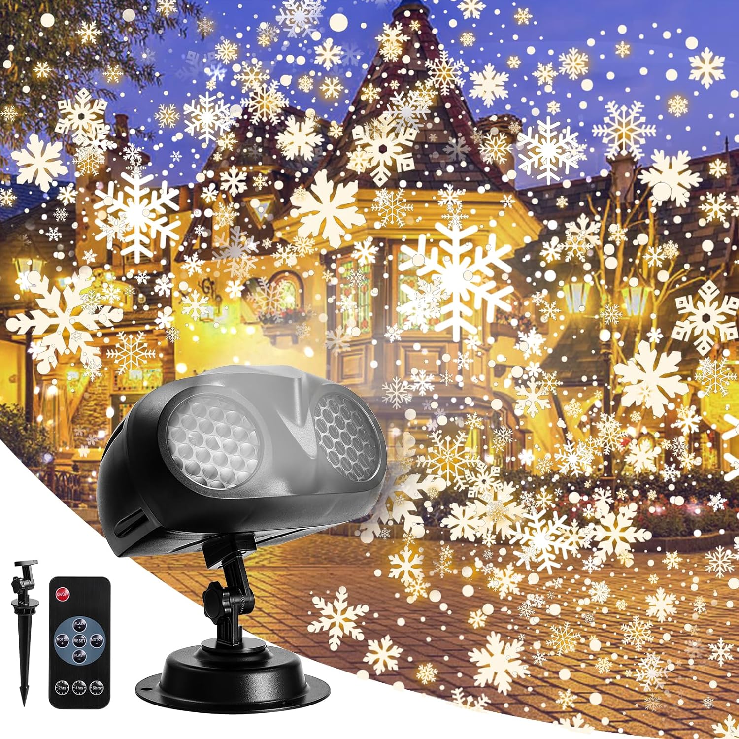 Snowflake Projector Lights, Christmas Owl Shape Snow Light Projector Outdoor, Dy...