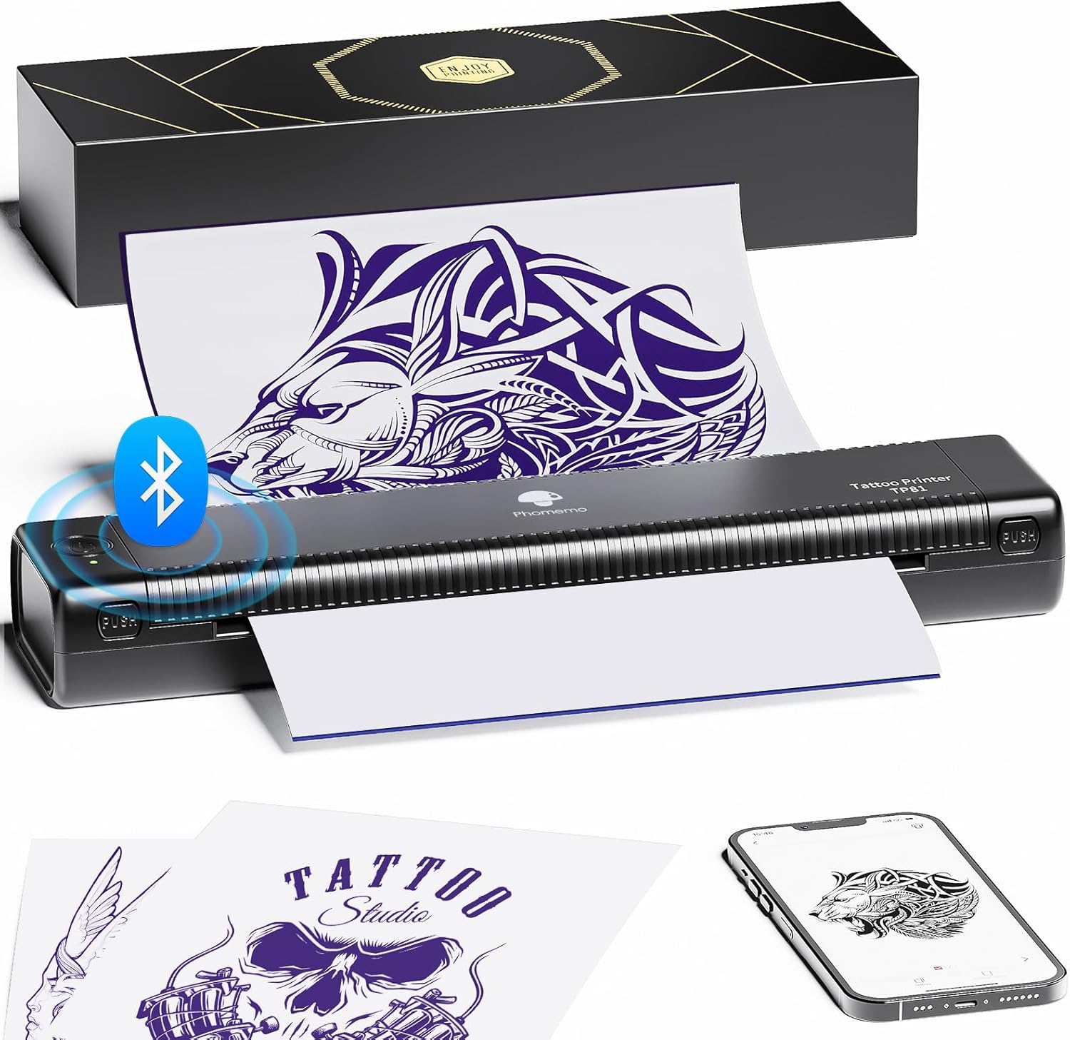 Phomemo TP81 Upgraded Tattoo Stencil Printer, Bluetooth Tattoo Printer with 10pc...