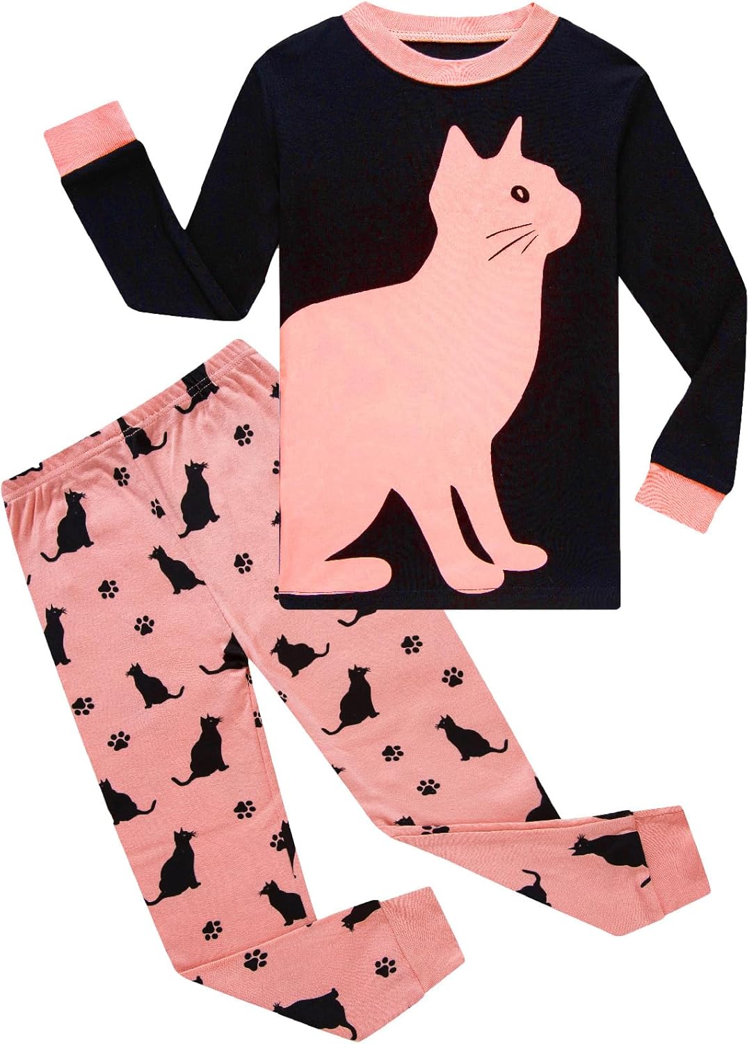Little Girls Pajamas Sets Toddler Girls Cotton Pjs Sleepwear Sets 5T Light Pink&...