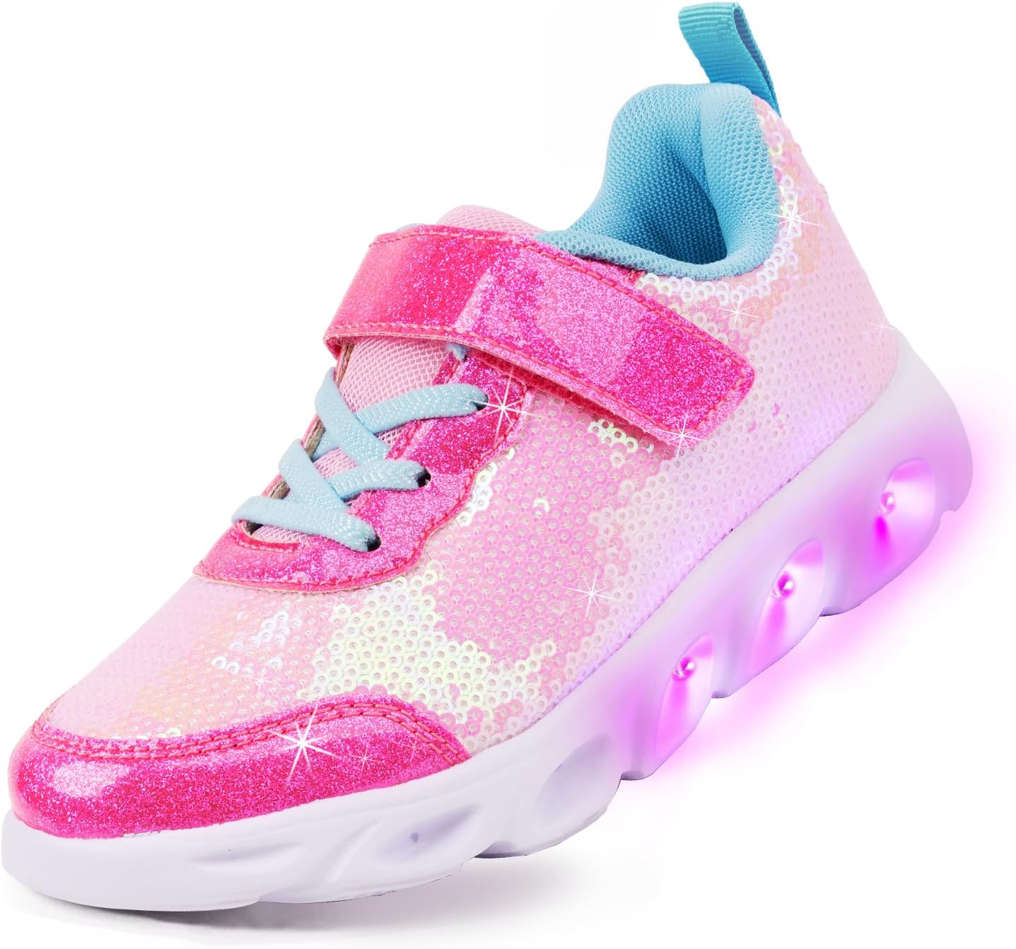 Toandon Toddler Kids Sparkle Breathable Lightweight Sneakers Light Up by Step 1...