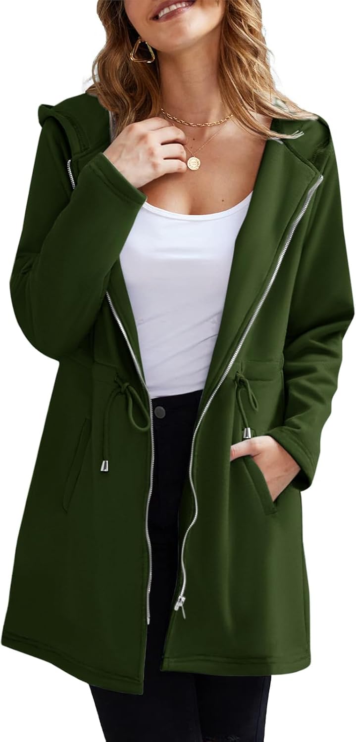 Leaduty Women's Cozy Zip Up Plain Hoodies Long Fuzzy Fleece Jacket Coat Open Fro...