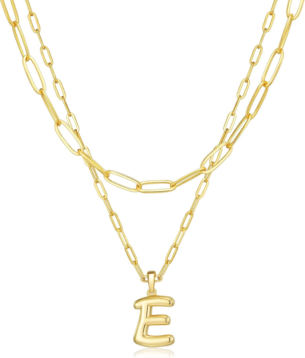 adoyi Bubble Letter Necklace Gold Balloon Initial Necklace for Women Trendy - 18...