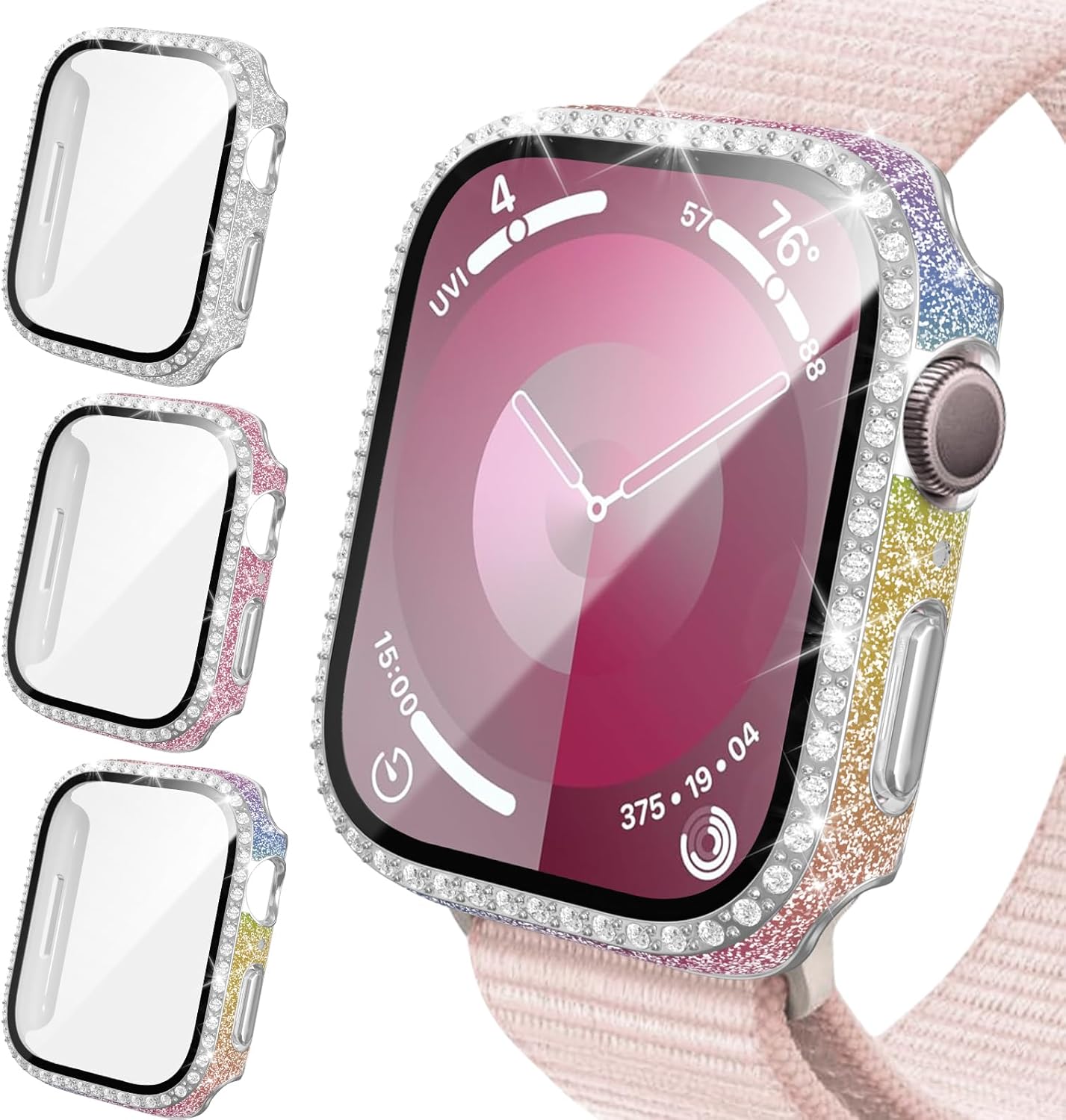 3 Pack Bling Case Compatible with Apple Watch 44mm SE (2nd Gen)/SE/Series 6/5/4,...