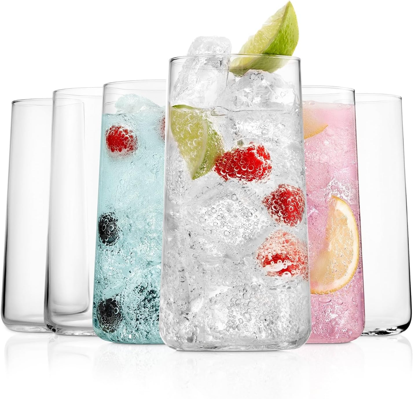 BENETI Modern Tall Drinking Glasses Set of 6 | Handmade In Europe | 18oz Premium...