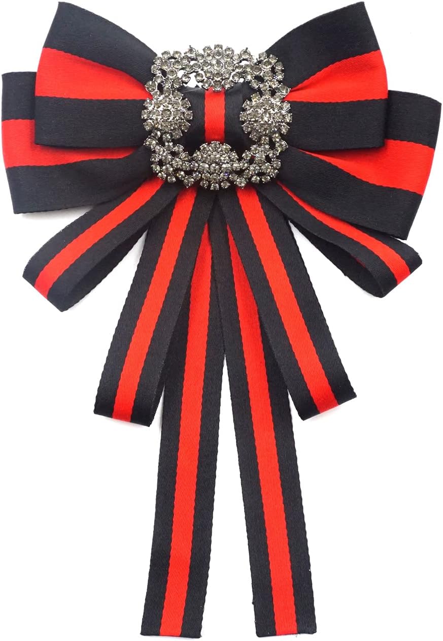 Christmas blue and red bow brooch for women men bowknot costume brooches women j...