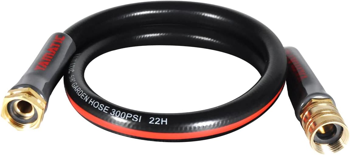 YAMATIC Female to Female Short Garden Hose 5/8 in x 3 ft, 2 in 1 Dual Use Heavy...