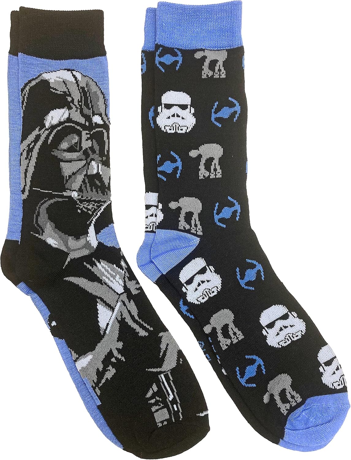Hyp Star Wars Darth Vader and Vehicles Men's Crew Socks 2 Pair Pack Shoe Size 6-...