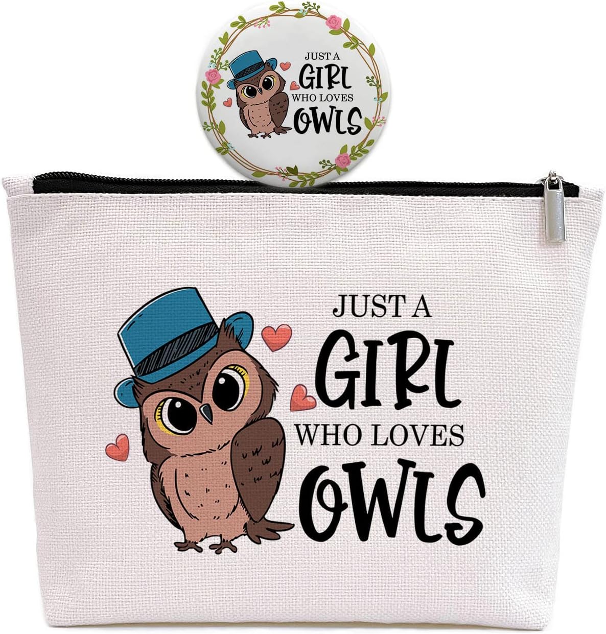 GevGuxLuo Owl Gifts for Owl Lovers, Owl Makeup Bag for Women with Mirror, Owl Bi...