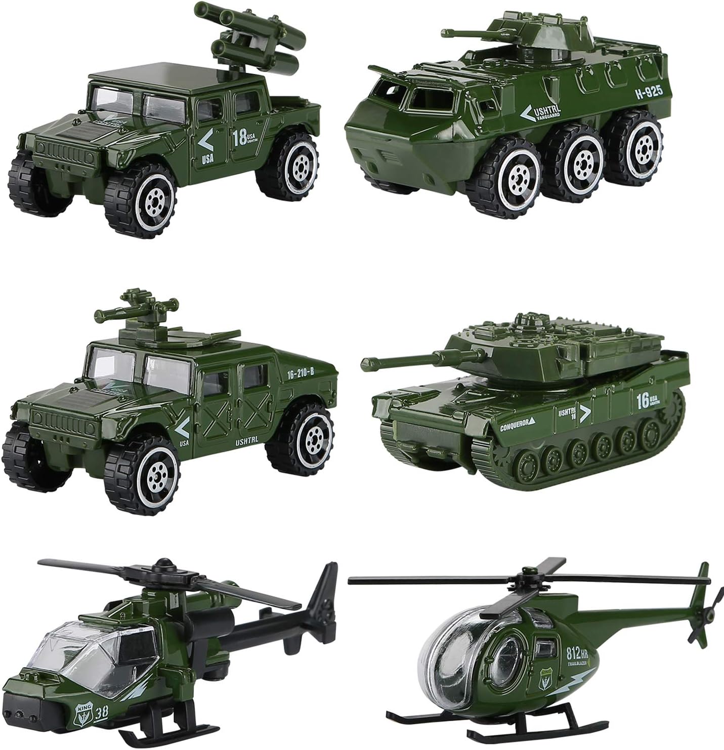 Hautton Diecast Military Toy Vehicles, 6 Pack Alloy Metal Army Toys Model Cars P...