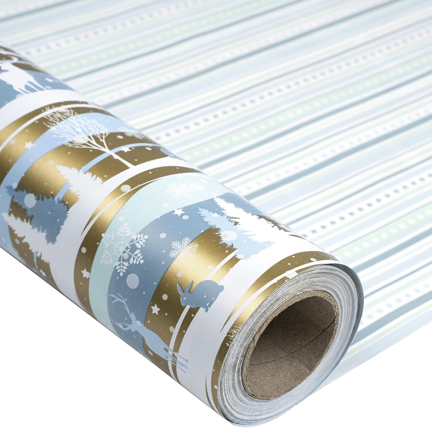 LeZakaa Reversible Christmas Wrapping Paper - Jumbo Roll - Snowy Woodland Scenes...