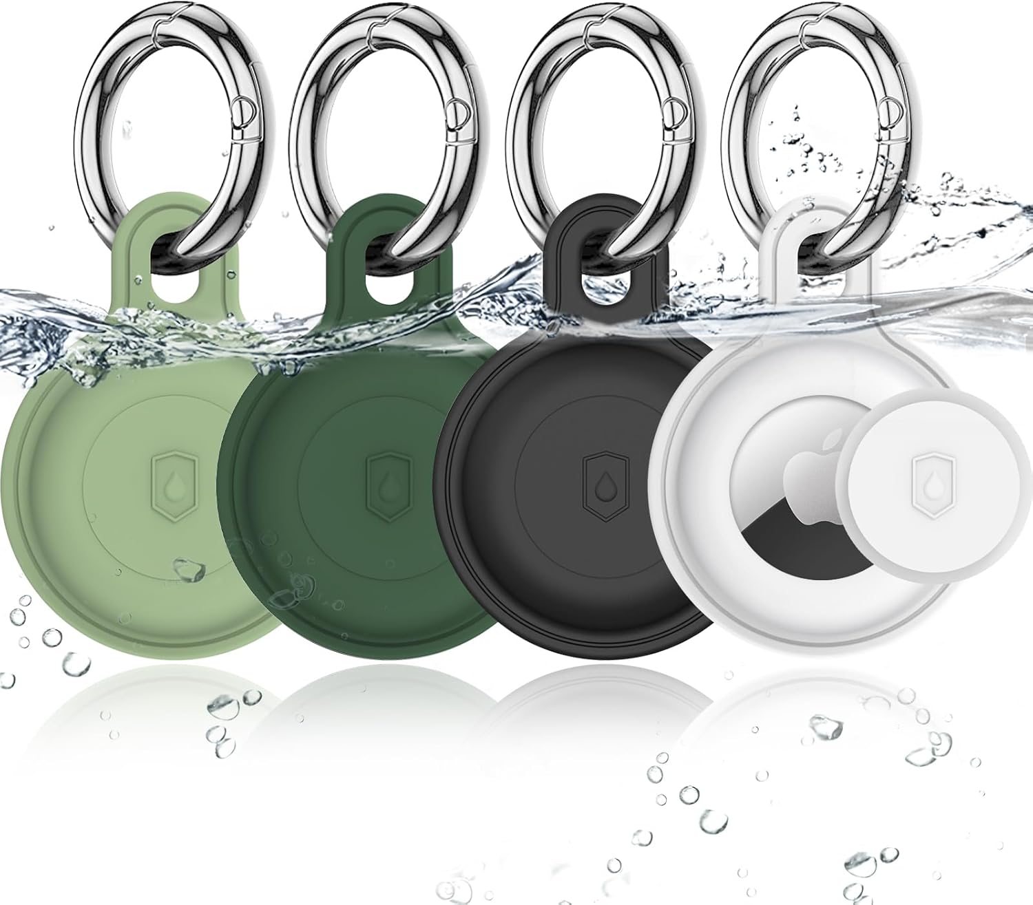 4 Pack Airtag Holder, IPX8 Waterproof Silicone Airtag Keychain for Apple Airtag,...