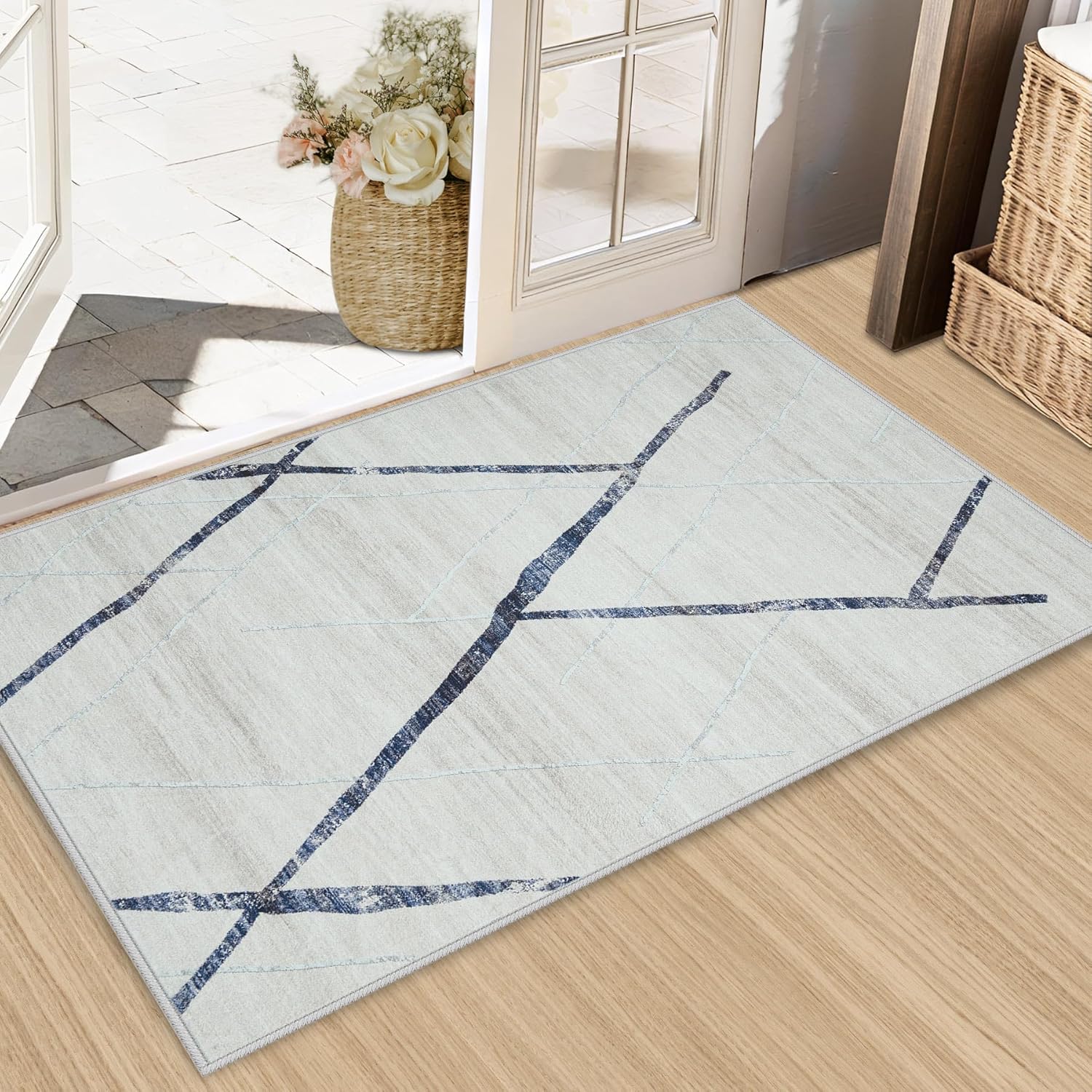 Area Rug 2x3 Moroccan Rug - Washable Rug Entryway Rug Non-Slip Small Rug, Soft L...