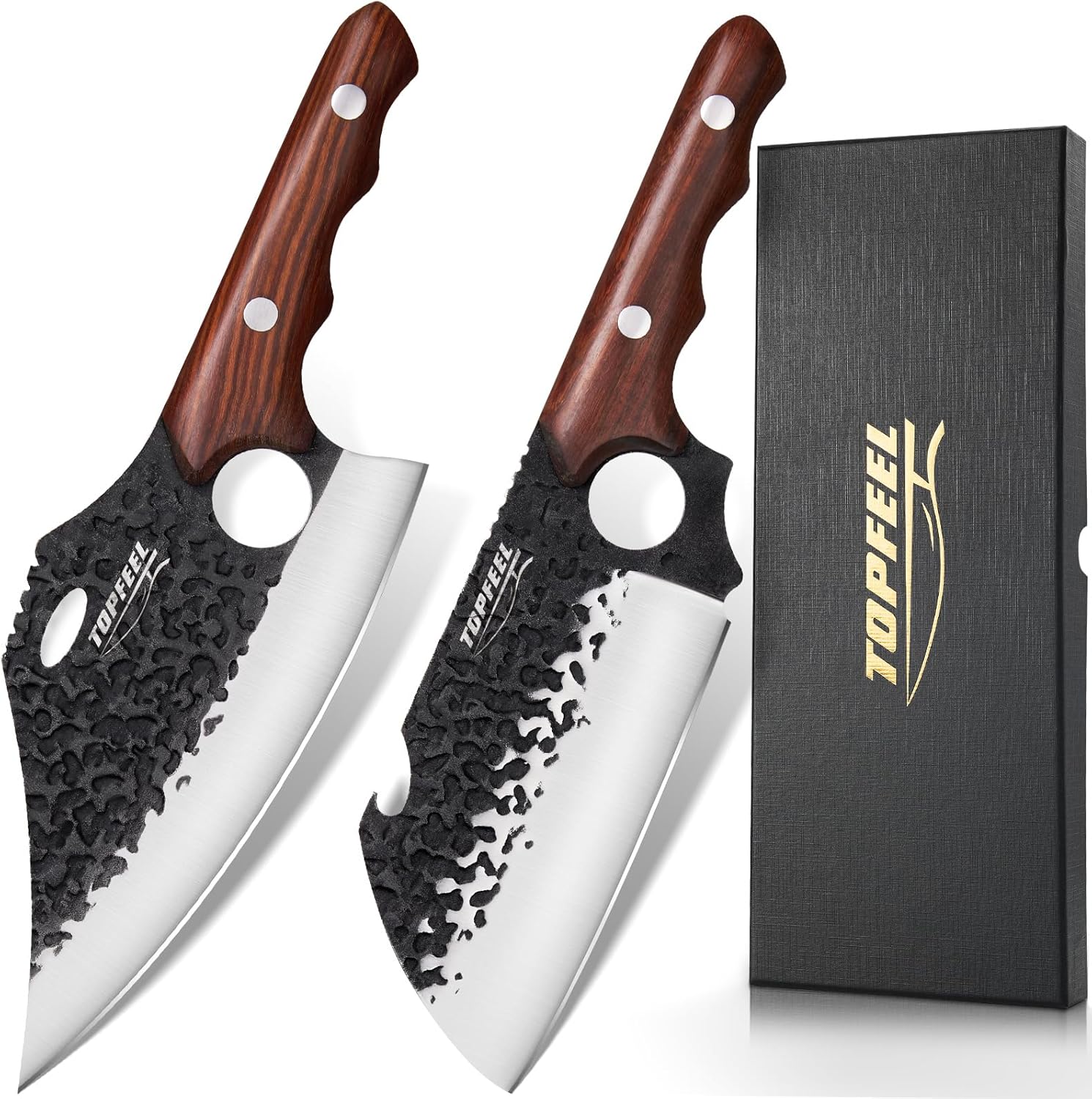2PCS Butcher Cleaver Knife Set- Meat Clvear Knife & Tactical Chopper Knife, Hand...