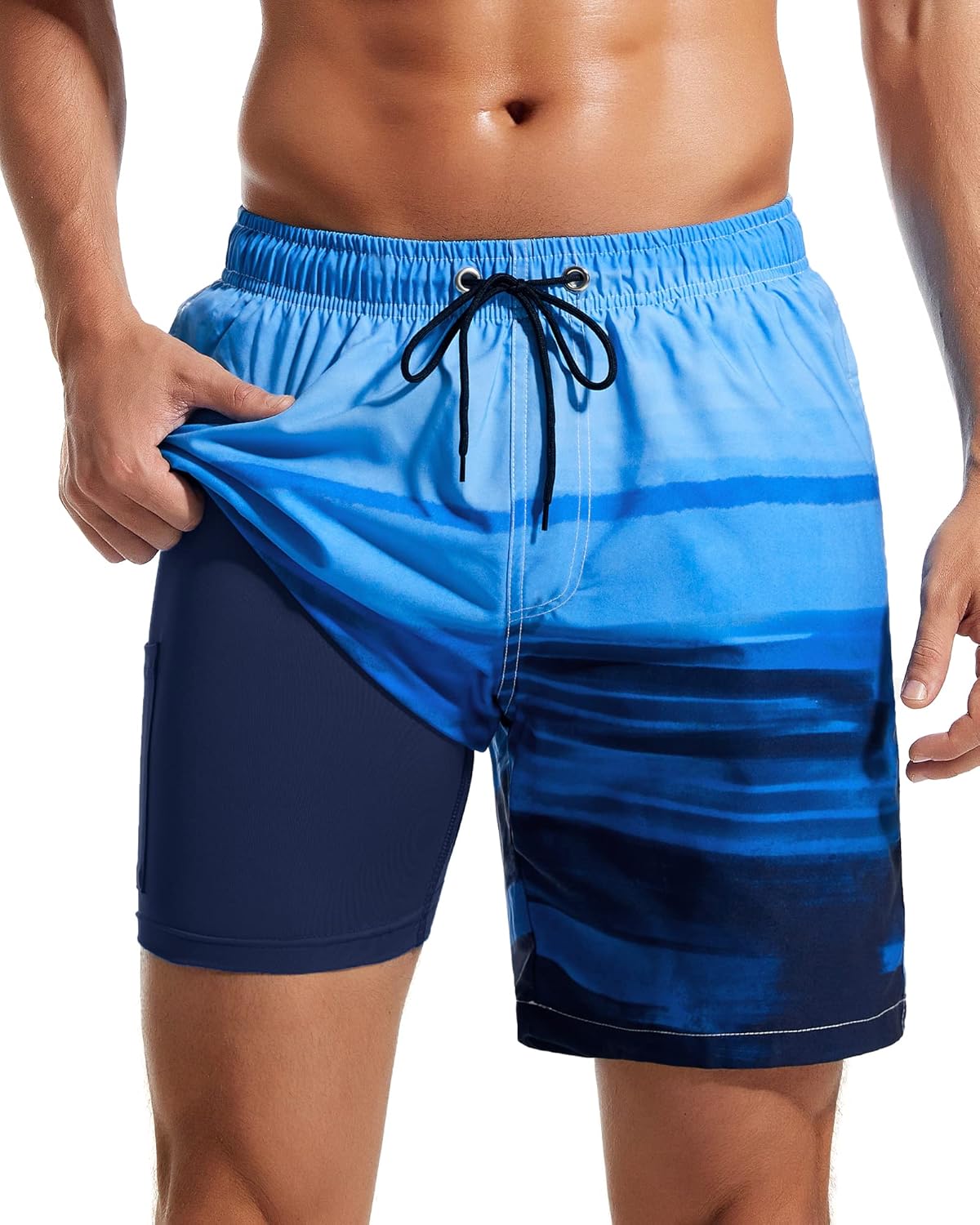 SILKWORLD Mens Swim Trunks Quick Dry Compression Liner 2 in 1 Shorts Men Swimsui...
