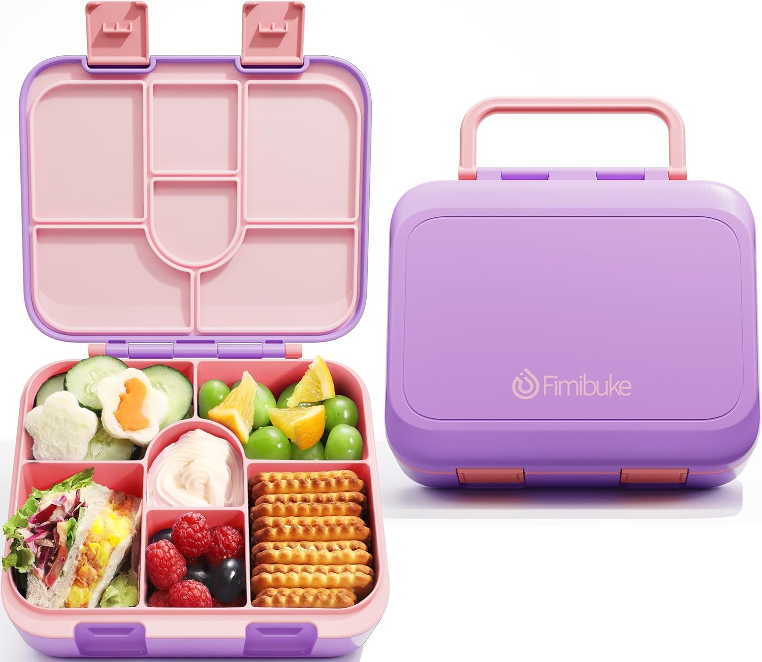Fimibuke Snack Box for Kids & Toddlers, 6-Compartment Snack Container BPA-Free S...