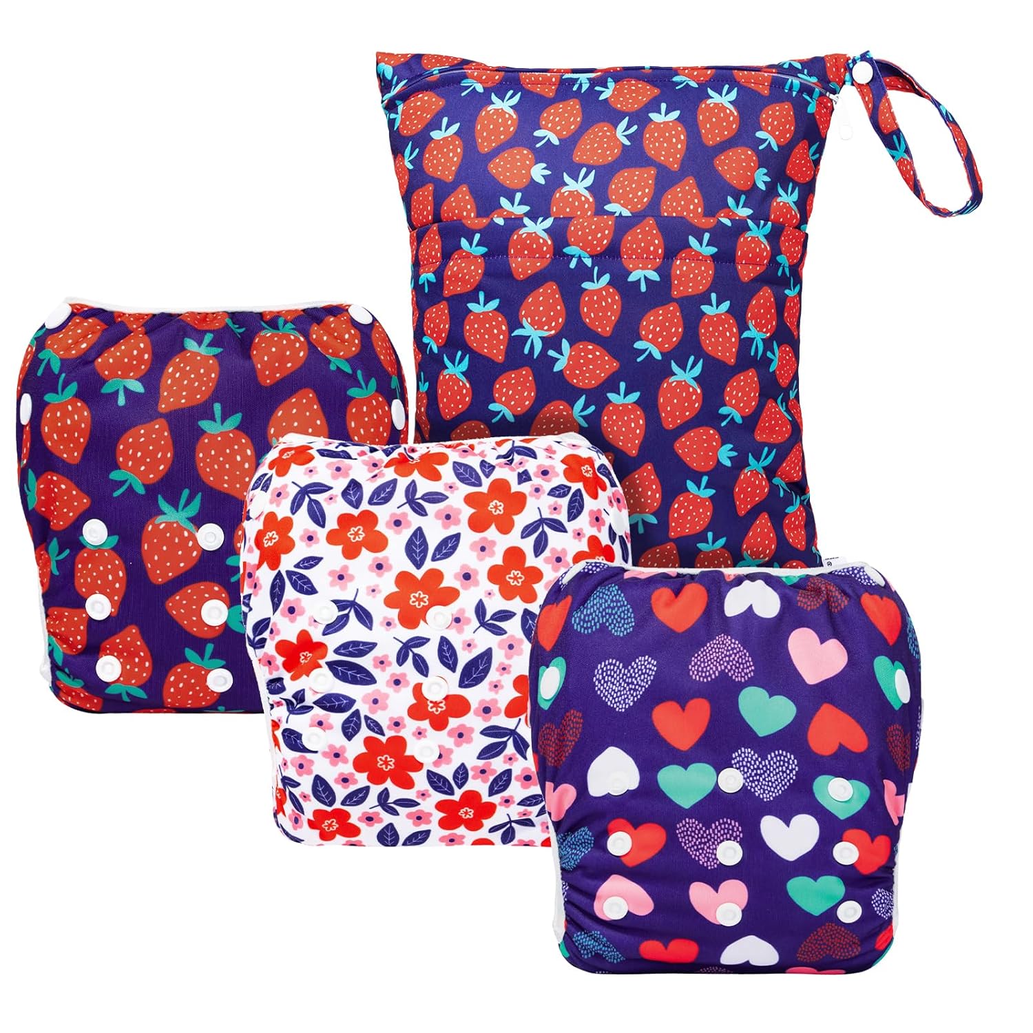 ALVABABY 3pcs Large Baby Swim Diapers with 1pcs Wet Bag Reuseable Washable & Adj...