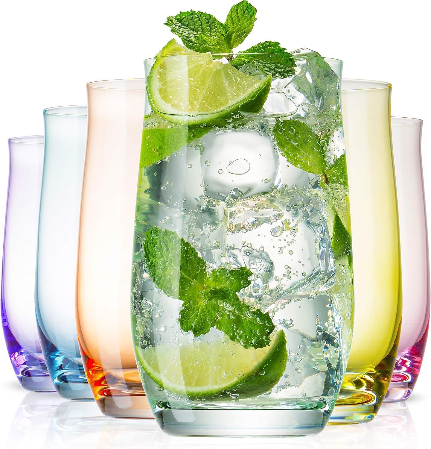 BENETI Premium Glass Cups, Highball Drinking Glasses Set of 6 | Made in Europe W...