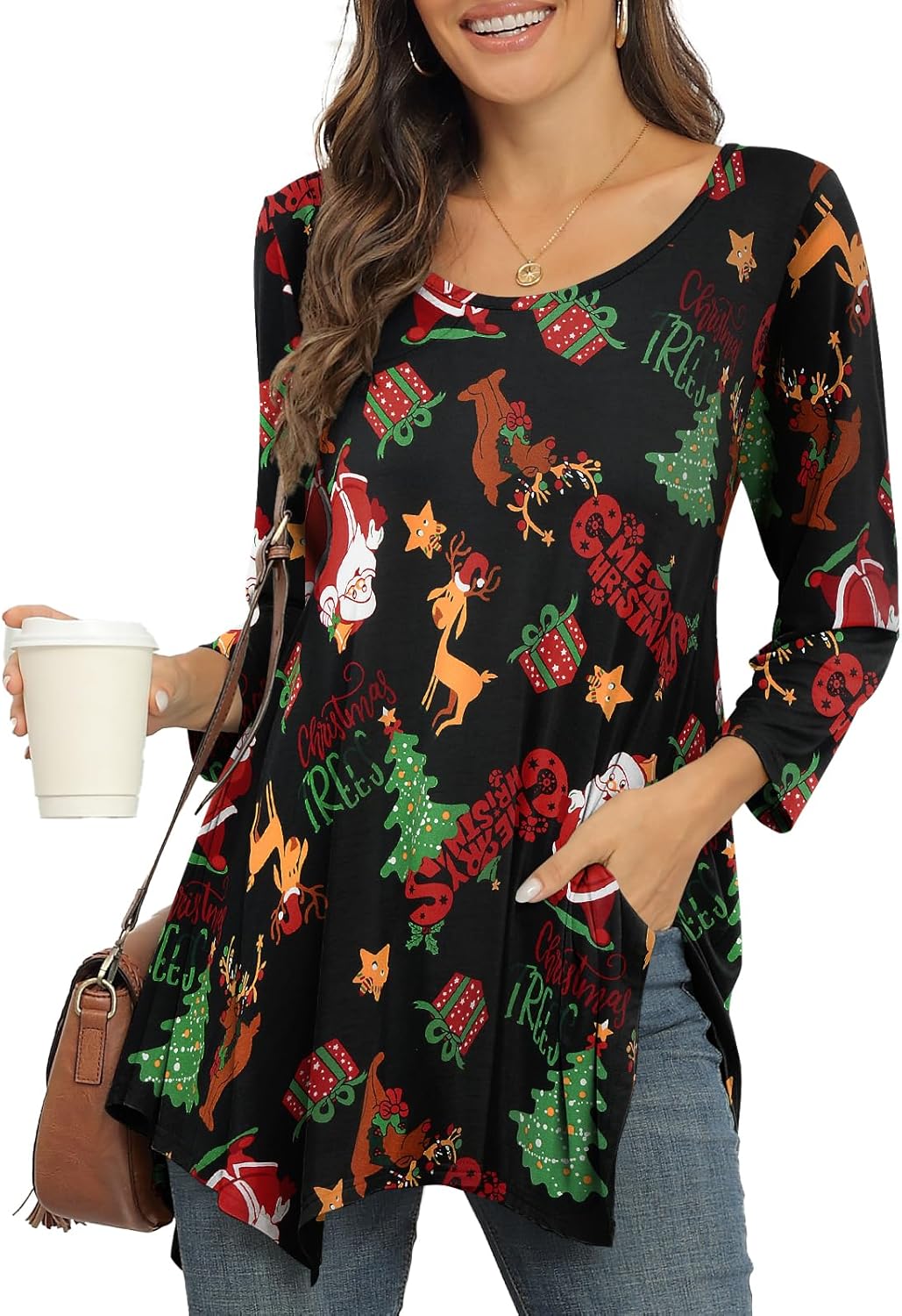 BELAROI Plus Size Tops for Women Fall Tunic Tops to Wear with Leggings 3/4 Sleev...
