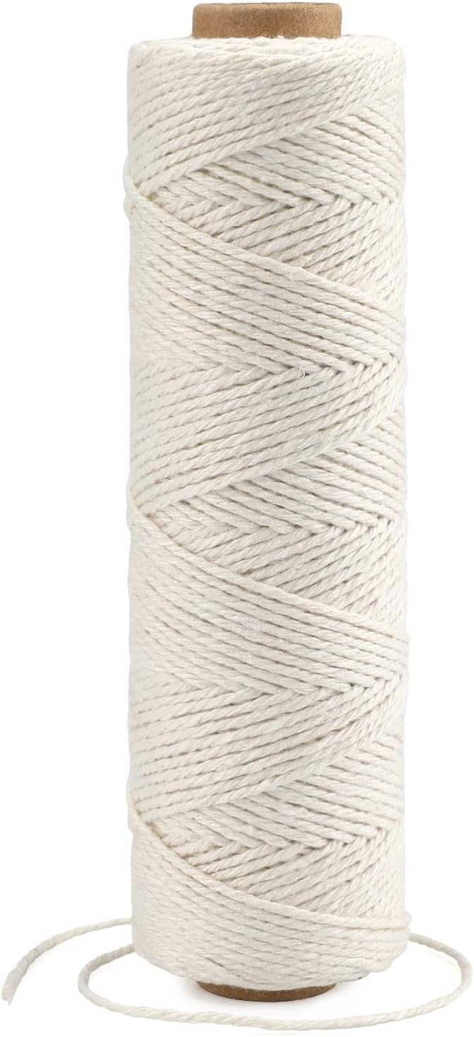 KINGLAKE 100m Cotton Twine String, 1mm Butchers String Bakers Twine, Beige Cotto...