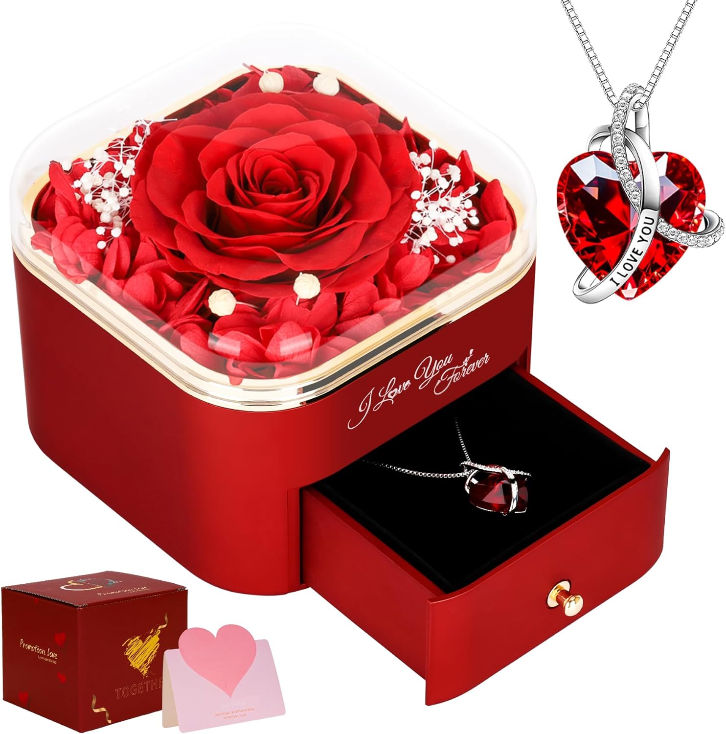 CSYY Eternal Rose, Gifts for Mother's Day Rose Heart Love Necklace Handmade Pres...