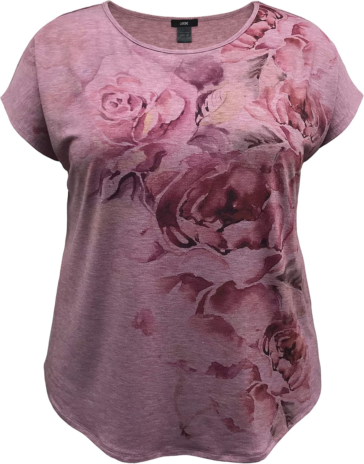 LEEBE Women and Plus Size Crew Neck Dolman Short Sleeve Print Top (Small-5X) X-L...