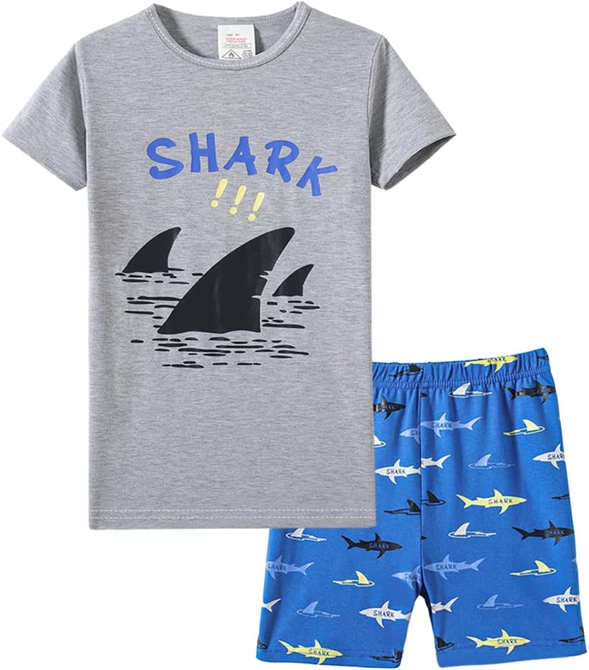 MyFav Big Boys Pajamas 2 Piece Short PJS Cute Cartoon Sleepwear 8 Years Grey Sha...